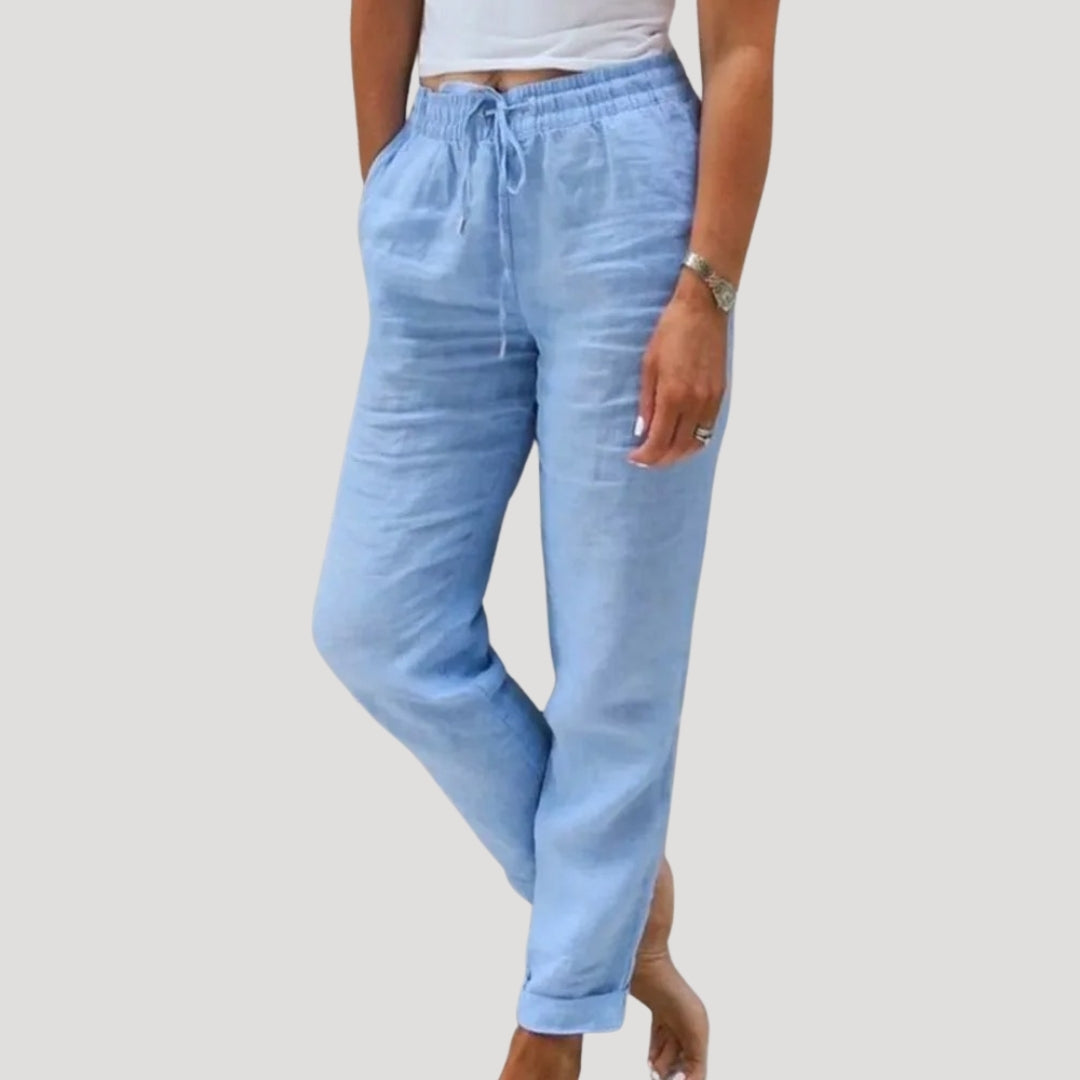 Doris | Casual Cotton-Linen Drawstring Lightweight Trousers