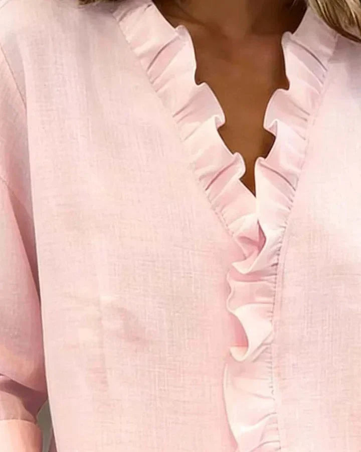 Indie | Blouse with Ruffles and Long Sleeves