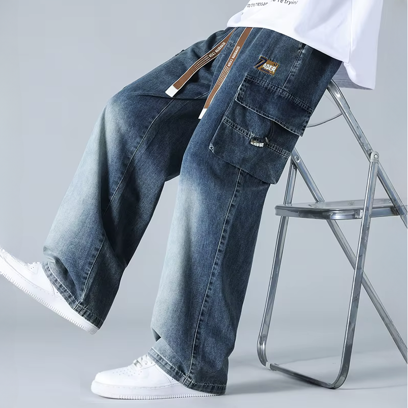 Ader Wide-Leg Denim Cargo Pants
