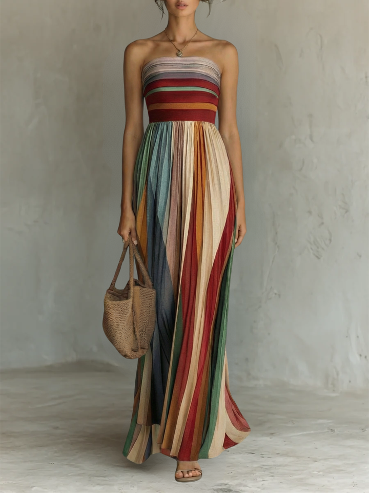 Long, colorful sleeveless dress – light and feminine for summer