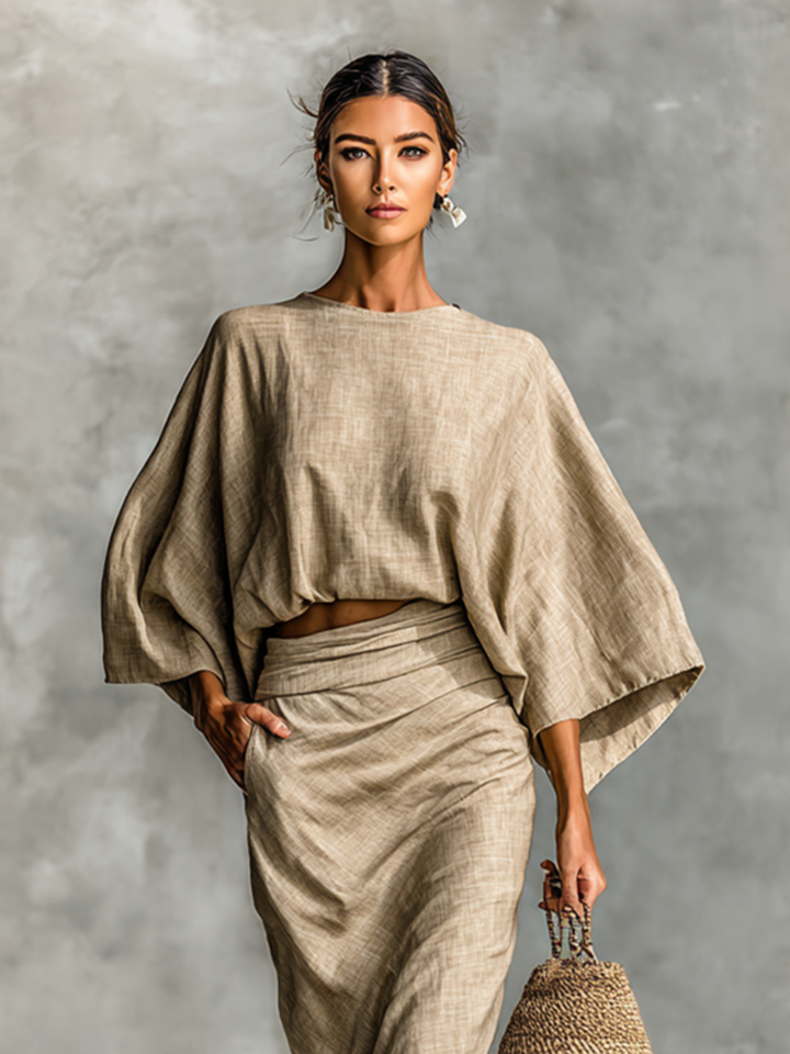 Cotton-Linen Set Skirt – Natural Textile Set with a Stylish Look