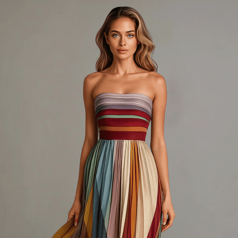 Long, colorful sleeveless dress – light and feminine for summer