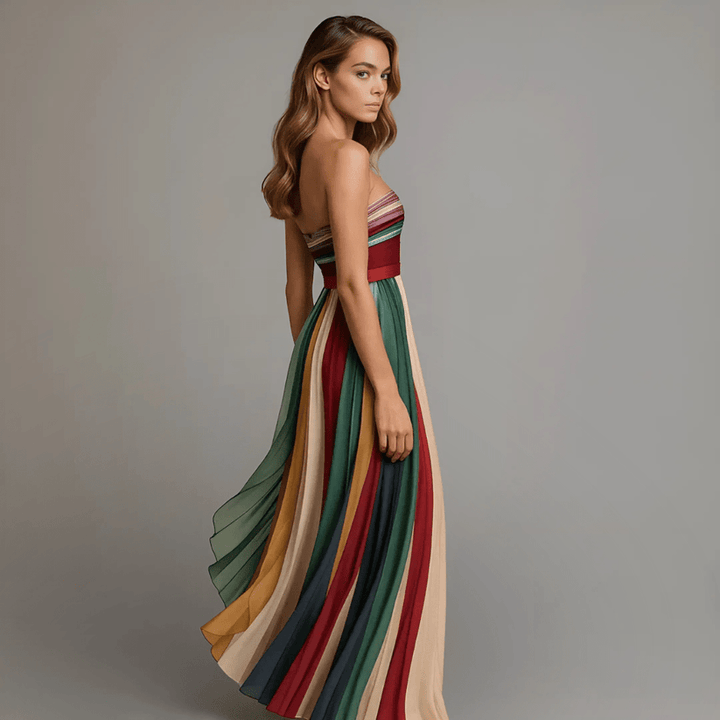 Long, colorful sleeveless dress – light and feminine for summer