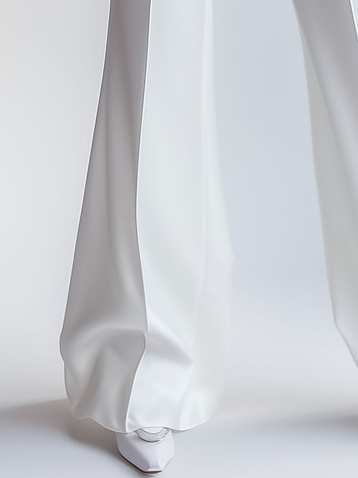 Elegant White High-Waisted Trousers