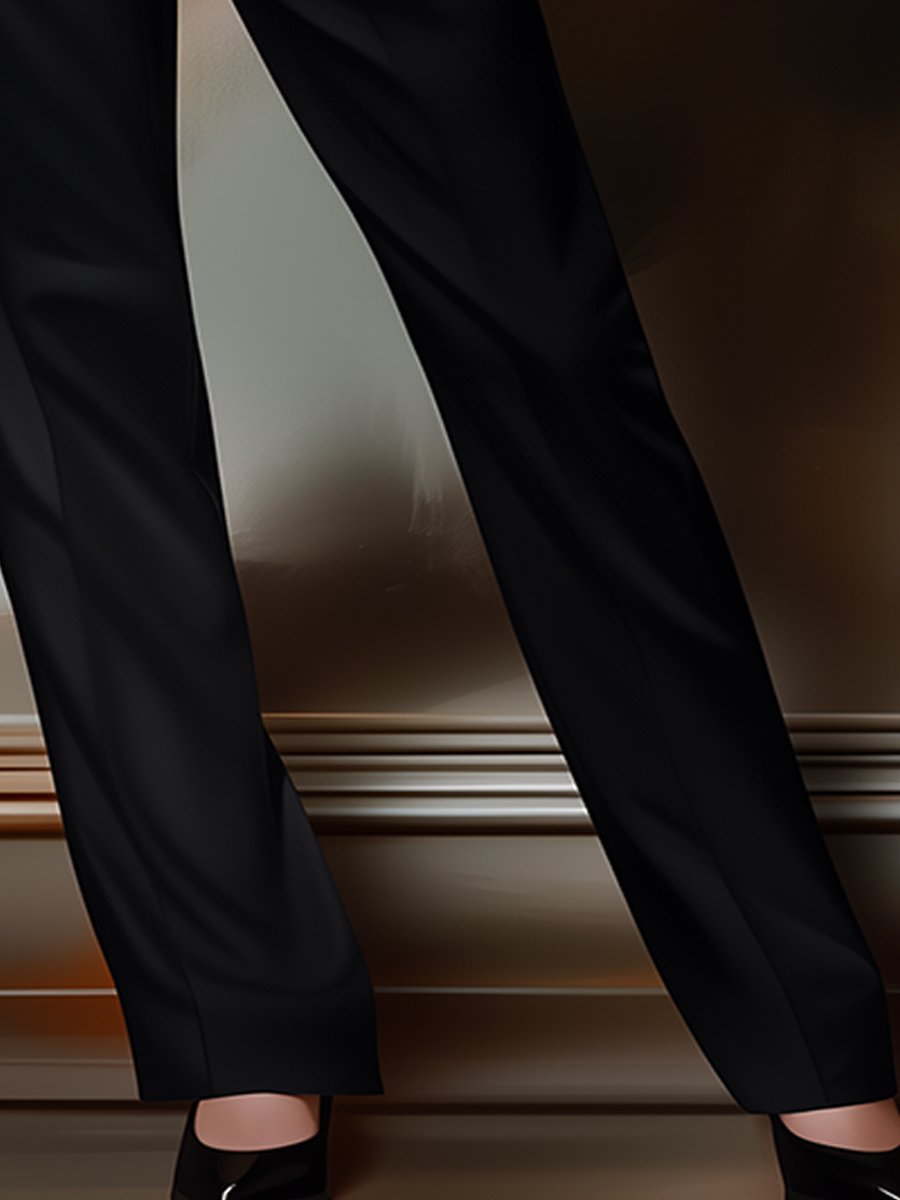 Classic Black Twill Pants for Daily Outfit
